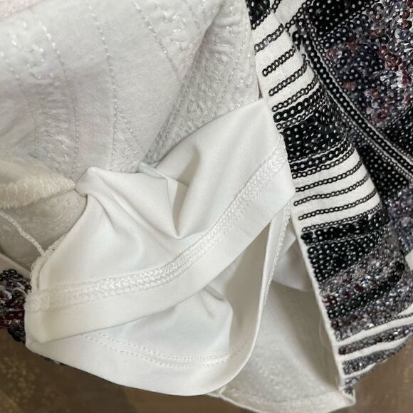 Express white black/silver sequin cap sleeve mini dress XS - Picture 5 of 6